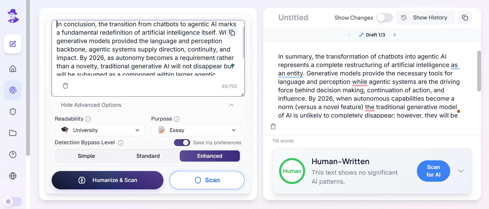 Processing the essay paragraph by paragraph in Walter Writes